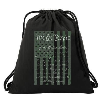 WE THE PEOPLE US CONSTITUTION PREAMBLE UNITED STATES FLAG Drawstring Bag