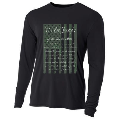 WE THE PEOPLE US CONSTITUTION PREAMBLE UNITED STATES FLAG Cooling Performance Long Sleeve Crew