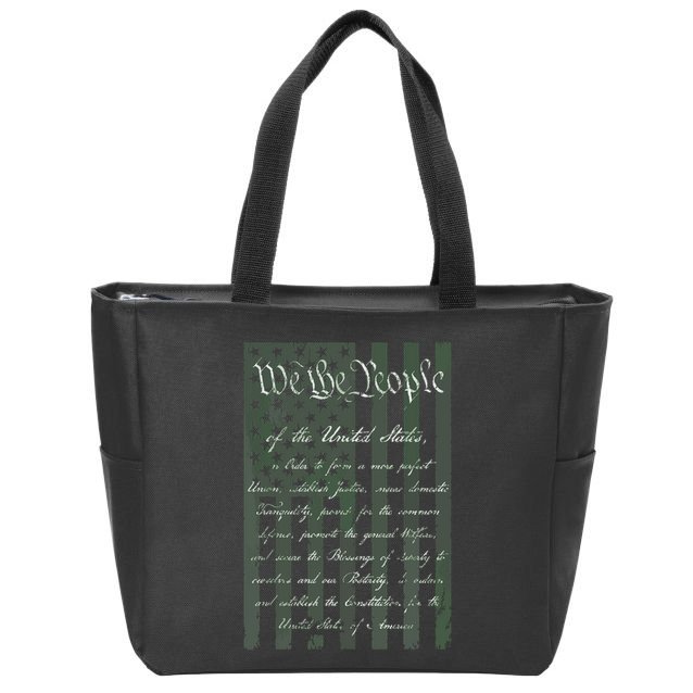 WE THE PEOPLE US CONSTITUTION PREAMBLE UNITED STATES FLAG Zip Tote Bag