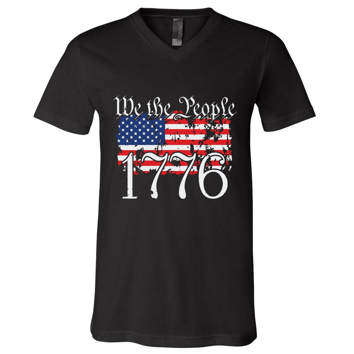 We The People 1776 US Constitution Freedom American Flag V-Neck T-Shirt