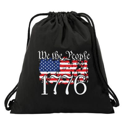 We The People 1776 US Constitution Freedom American Flag Drawstring Bag
