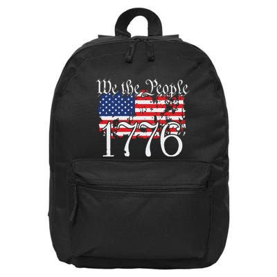 We The People 1776 US Constitution Freedom American Flag 16 in Basic Backpack
