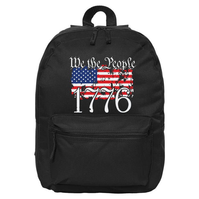 We The People 1776 US Constitution Freedom American Flag 16 in Basic Backpack