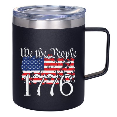 We The People 1776 US Constitution Freedom American Flag 12oz Stainless Steel Coffee Mug