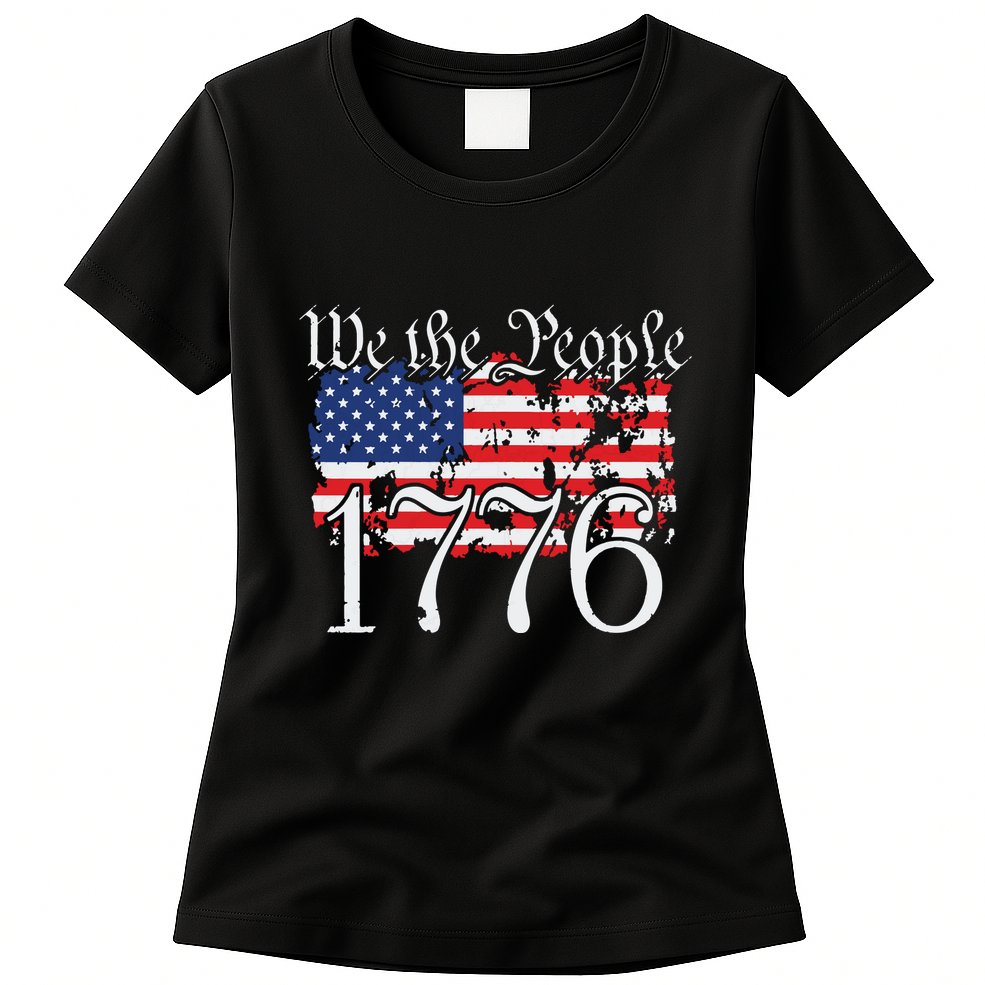 We The People 1776 US Constitution Freedom American Flag Womens T-Shirt