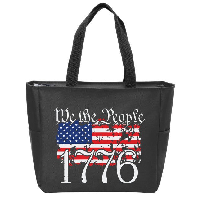 We The People 1776 US Constitution Freedom American Flag Zip Tote Bag