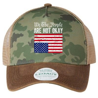 We The People Are Not Okay Flipped American Flag Patriotic Legacy Tie Dye Trucker Hat