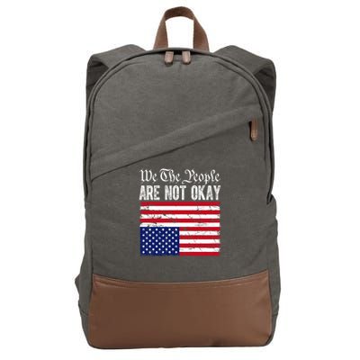 We The People Are Not Okay Flipped American Flag Patriotic Cotton Canvas Backpack
