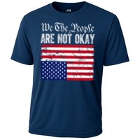 We The People Are Not Okay Flipped American Flag Patriotic Cooling Performance Crew T-Shirt