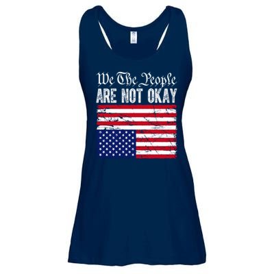 We The People Are Not Okay Flipped American Flag Patriotic Ladies Essential Flowy Tank