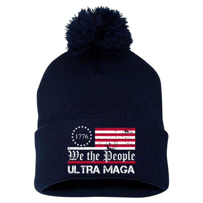 We The People 1776 Ultra Maga Pom Pom 12in Knit Beanie