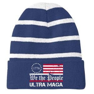 We The People 1776 Ultra Maga Striped Beanie with Solid Band