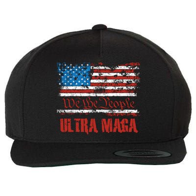 We The People Ultra MAGA King Vintage USA Flag Pride Wool Snapback Cap