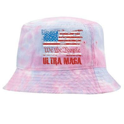 We The People Ultra MAGA King Vintage USA Flag Pride Tie-Dyed Bucket Hat