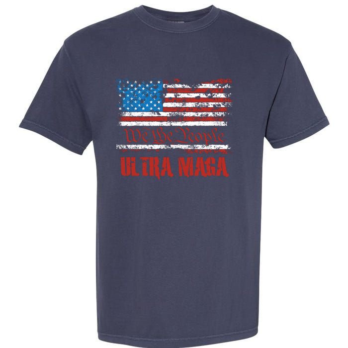 We The People Ultra MAGA King Vintage USA Flag Pride Garment-Dyed Heavyweight T-Shirt