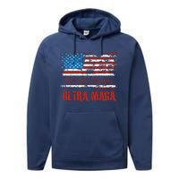 We The People Ultra MAGA King Vintage USA Flag Pride Performance Fleece Hoodie