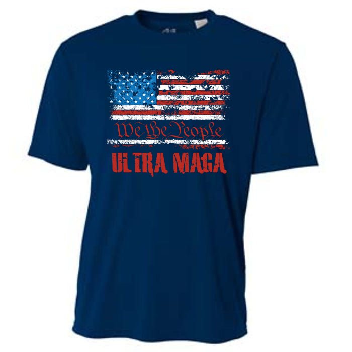 We The People Ultra MAGA King Vintage USA Flag Pride Cooling Performance Crew T-Shirt