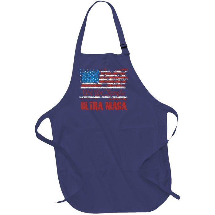 We The People Ultra MAGA King Vintage USA Flag Pride Full-Length Apron With Pockets