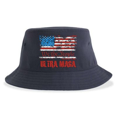 We The People Ultra MAGA King Vintage USA Flag Pride Sustainable Bucket Hat