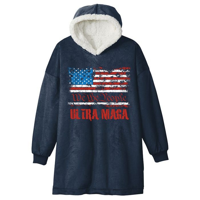 We The People Ultra MAGA King Vintage USA Flag Pride Hooded Wearable Blanket