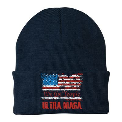 We The People Ultra MAGA King Vintage USA Flag Pride Knit Cap Winter Beanie