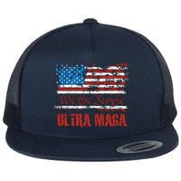 We The People Ultra MAGA King Vintage USA Flag Pride Flat Bill Trucker Hat