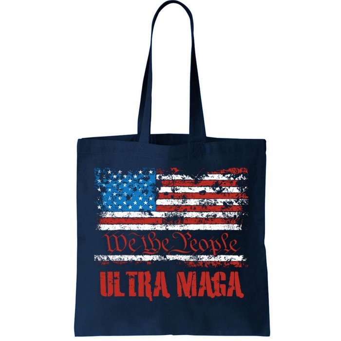 We The People Ultra MAGA King Vintage USA Flag Pride Tote Bag