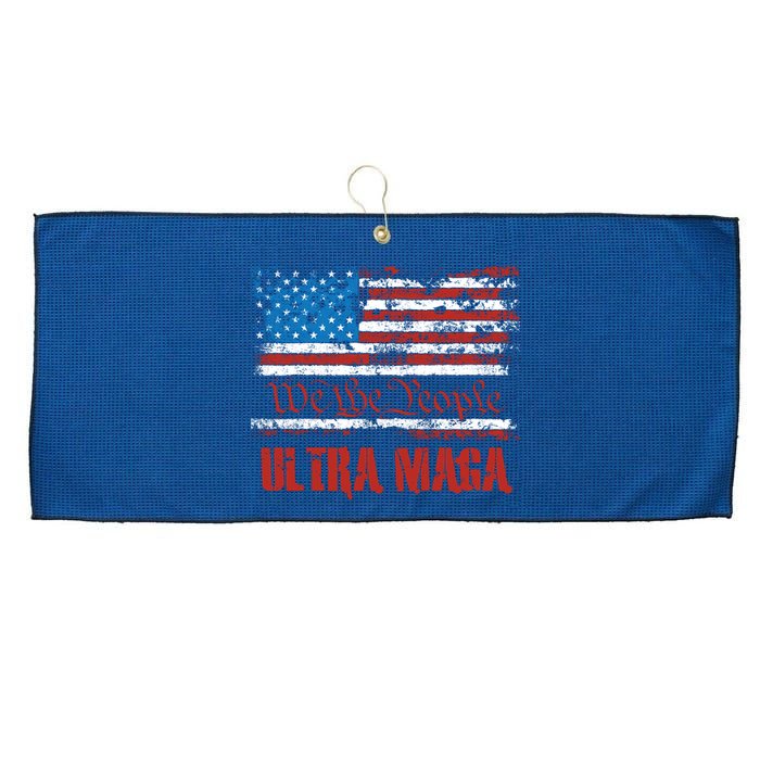 We The People Ultra MAGA King Vintage USA Flag Pride Large Microfiber Waffle Golf Towel