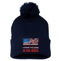 We The People Ultra MAGA King Vintage USA Flag Pride Pom Pom 12in Knit Beanie