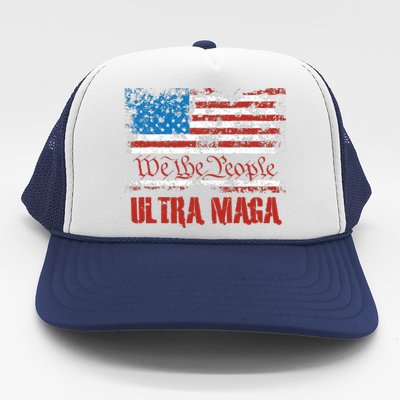 We The People Ultra MAGA King Vintage USA Flag Pride Trucker Hat