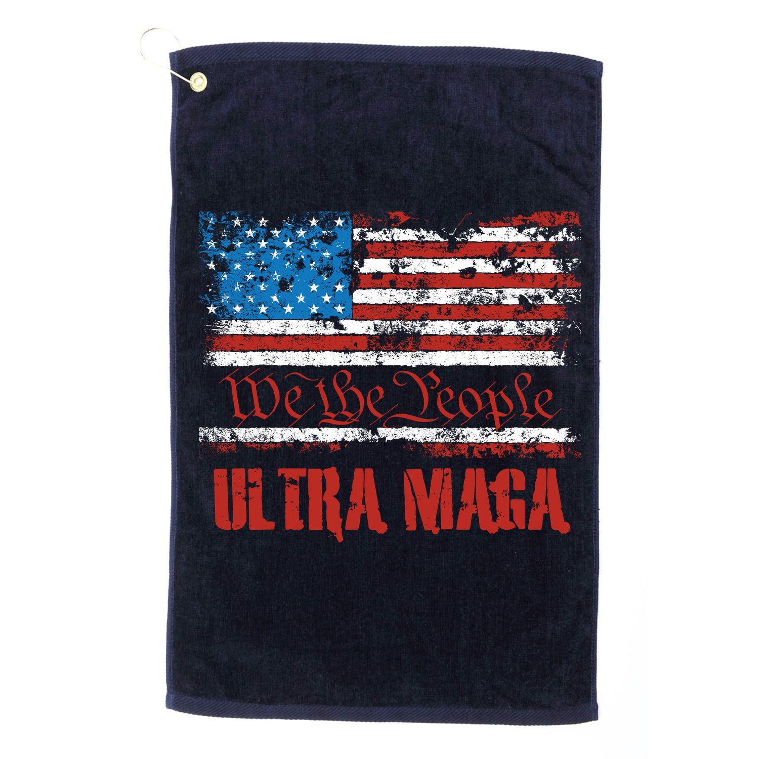 We The People Ultra MAGA King Vintage USA Flag Pride Golf Towel