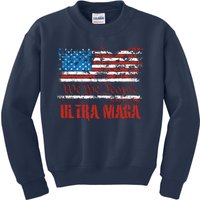 We The People Ultra MAGA King Vintage USA Flag Pride Kids Sweatshirt