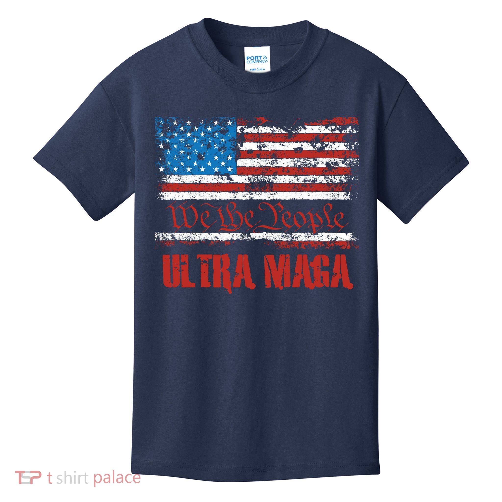We The People Ultra MAGA King Vintage USA Flag Pride Kids T-Shirt