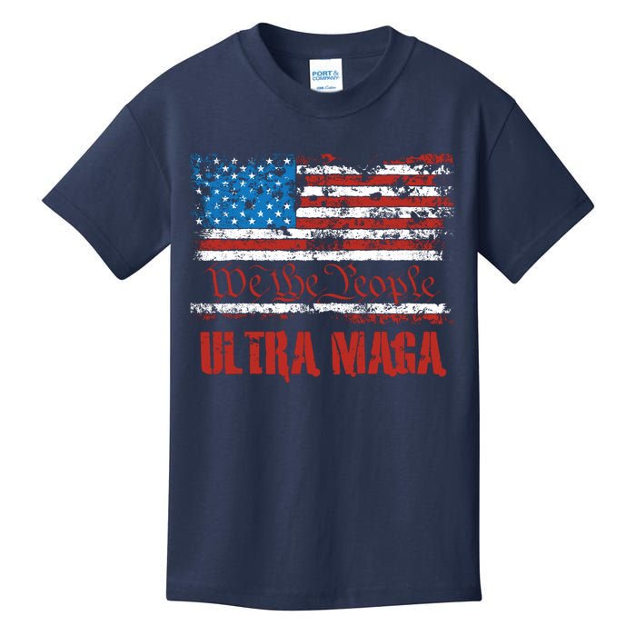 We The People Ultra MAGA King Vintage USA Flag Pride Kids T-Shirt