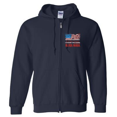 We The People Ultra MAGA King Vintage USA Flag Pride Full Zip Hoodie