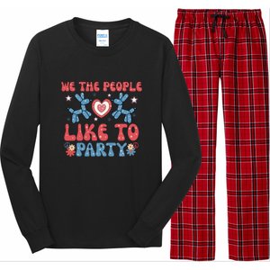 We The People Like To Party 4th Of July Retro Gift Long Sleeve Pajama Set