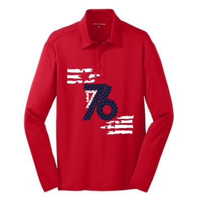 We The People 1776 American Flag Silk Touch Performance Long Sleeve Polo