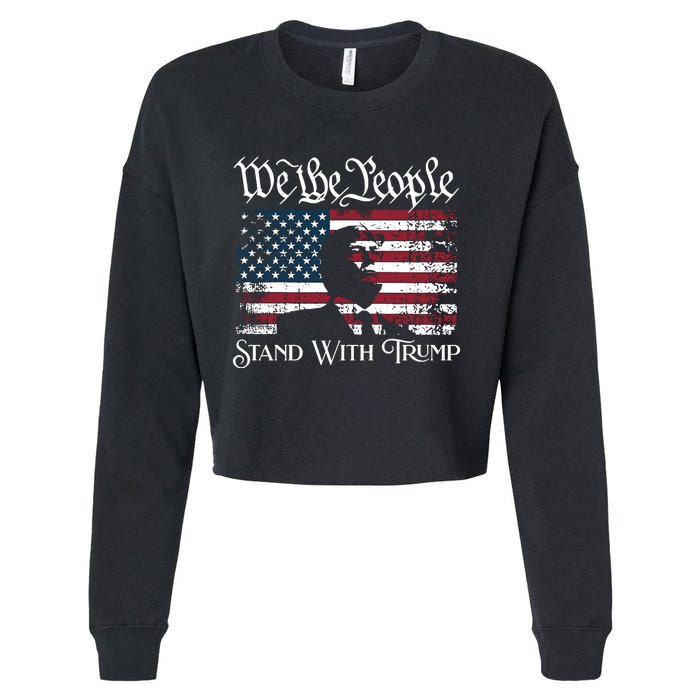 We The People Stand With Trump Cropped Pullover Crew