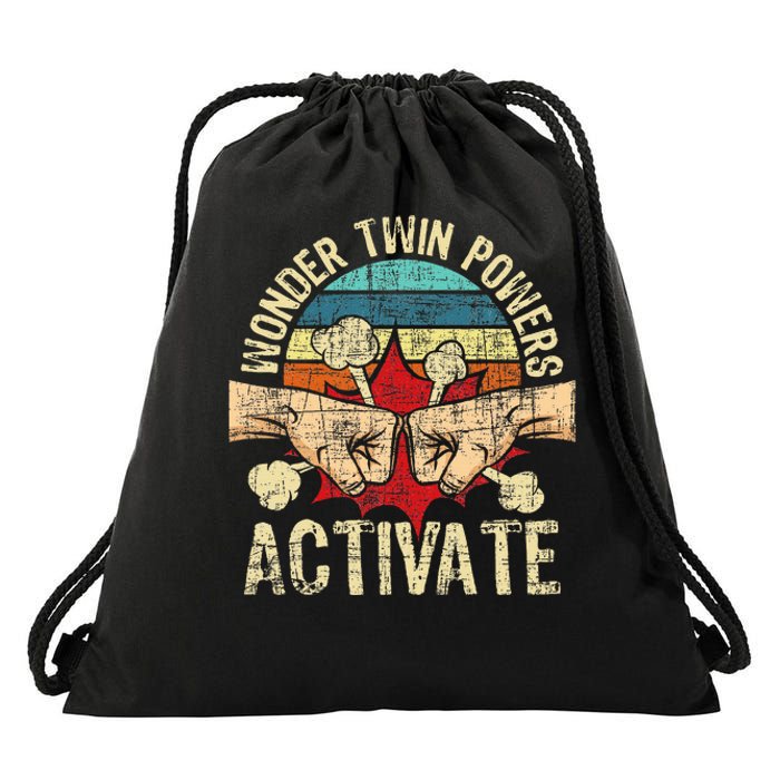 Wonder Twin Powers Activate Twins Brother Sister Sibling Drawstring Bag