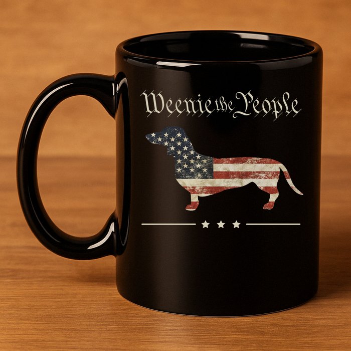 Weenie The People Funny Dachshund 4th Of July USA 11oz C Handle Ceramic Mug