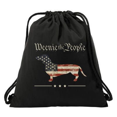 Weenie The People Funny Dachshund 4th Of July USA Drawstring Bag