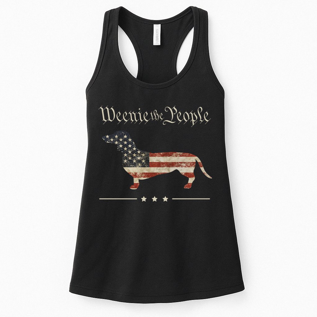 Weenie The People Funny Dachshund 4th Of July USA Womens Tank Top
