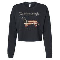 Weenie The People Funny Dachshund 4th Of July USA Cropped Pullover Crew