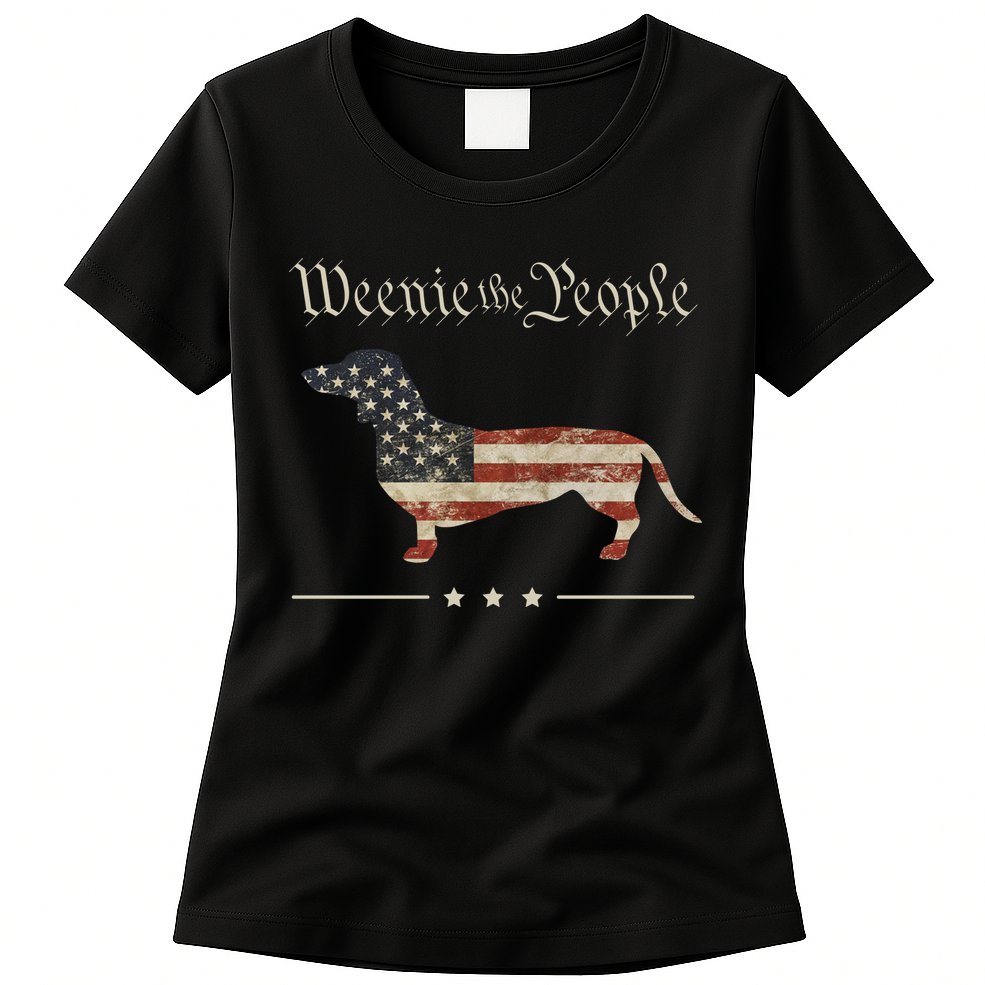 Weenie The People Funny Dachshund 4th Of July USA Womens T-Shirt