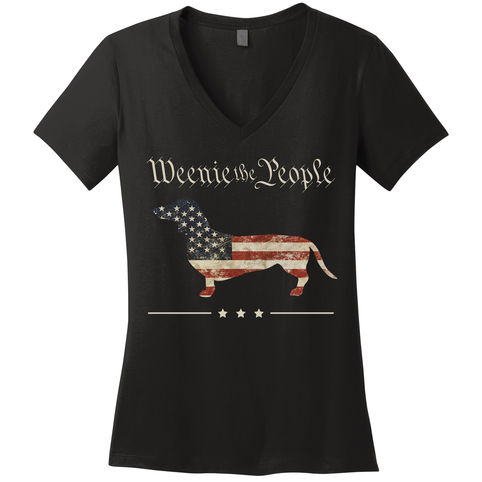 Weenie The People Funny Dachshund 4th Of July USA Women's V-Neck T-Shirt