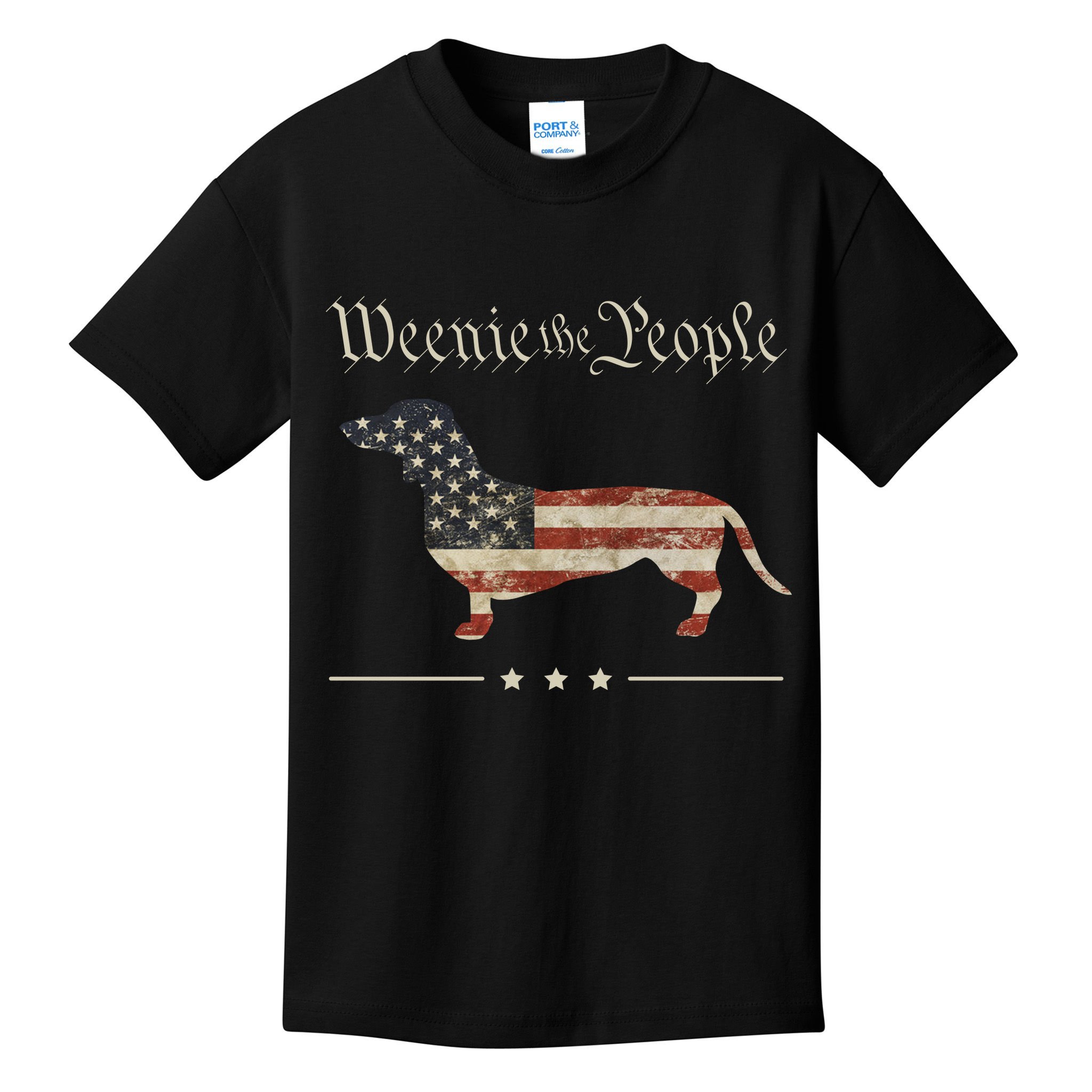 Weenie The People Funny Dachshund 4th Of July USA Kids T-Shirt