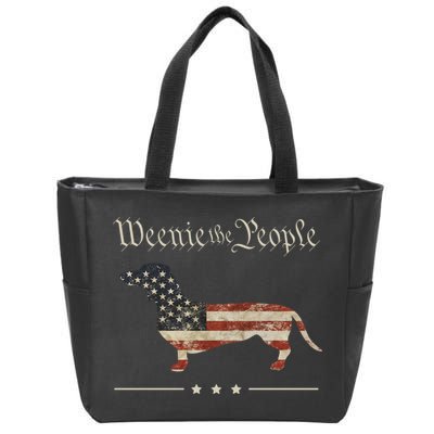 Weenie The People Funny Dachshund 4th Of July USA Zip Tote Bag