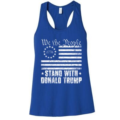 We The People Stand With Donald Trump Usa Flag Great Gift Women's Racerback Tank