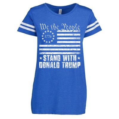 We The People Stand With Donald Trump Usa Flag Great Gift Enza Ladies Jersey Football T-Shirt