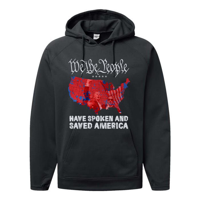 We The People Have Spoken And Saved America Funny Trump Performance Fleece Hoodie